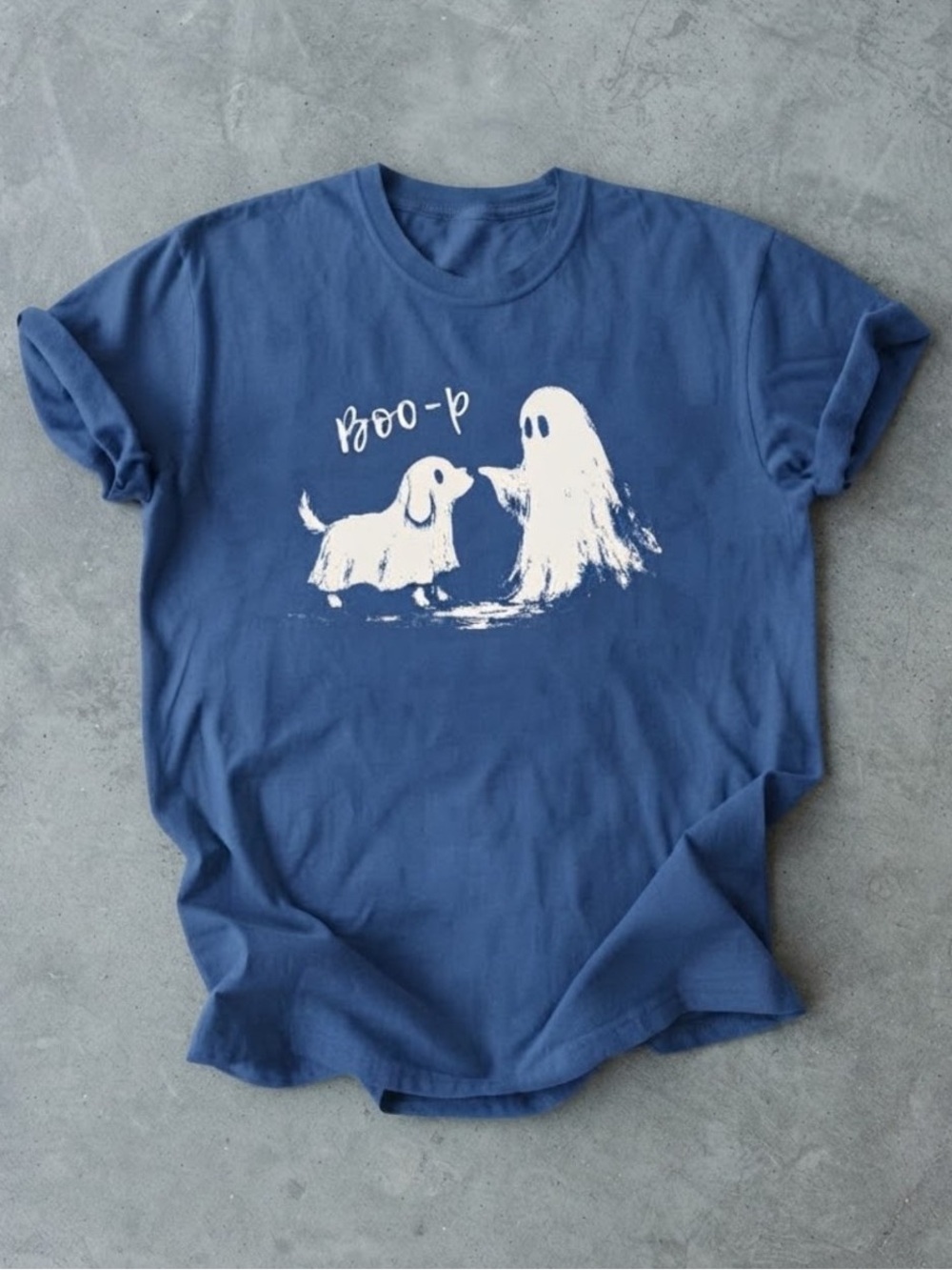 Cute Ghost Dog Boo-p Halloween Spooky Season Gildan T-Shirt